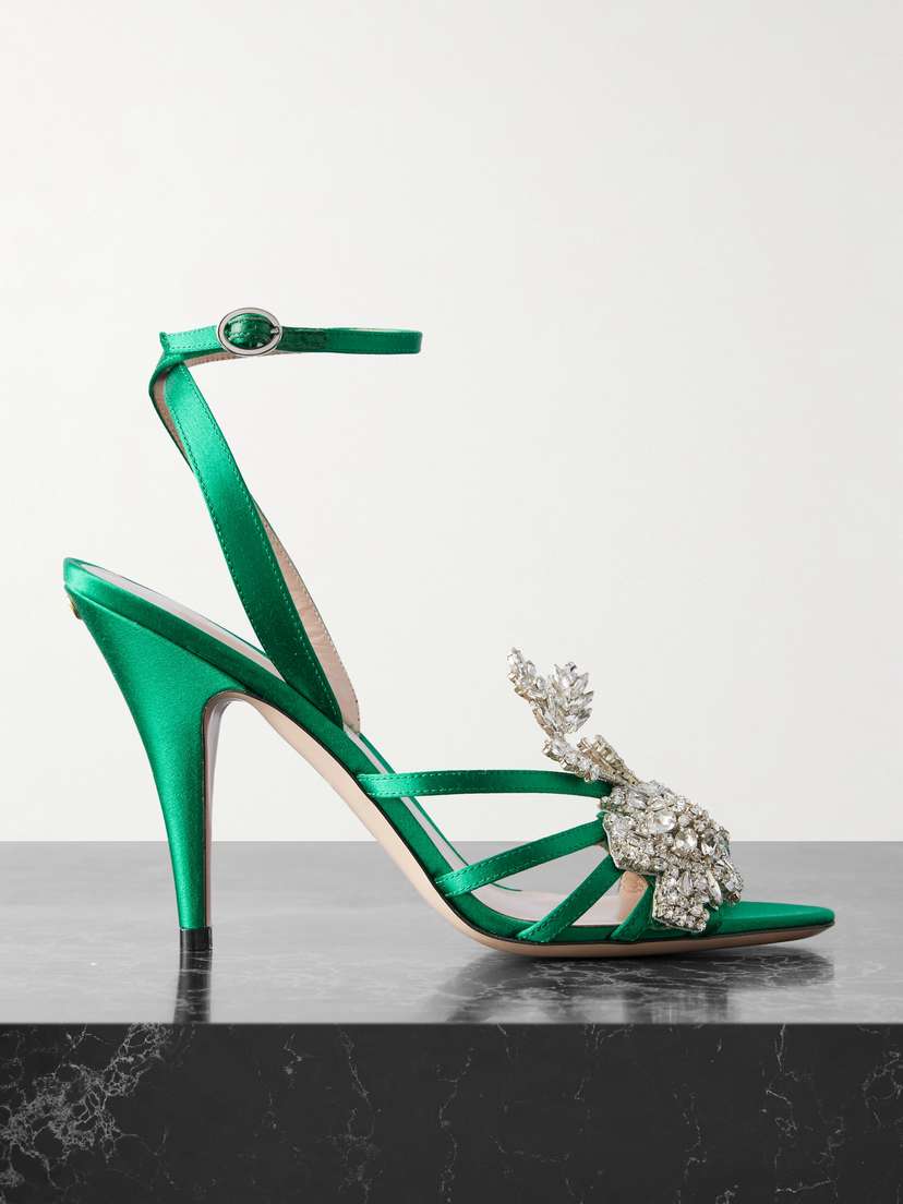 Valentino Garavani Ladycrush 100 Crystal-embellished Satin Sandals