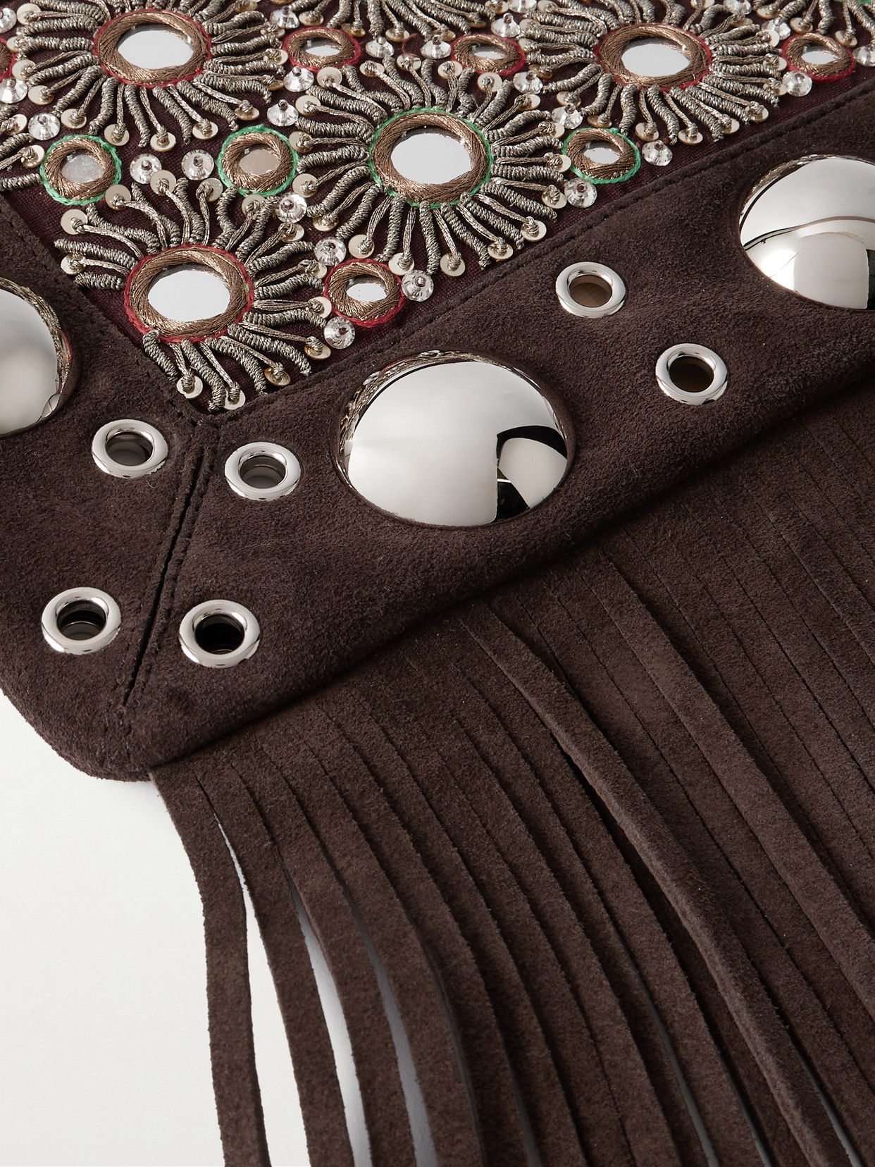 Valentino Nellcôte Fringed Embellished Suede Tote Bag In Multi
