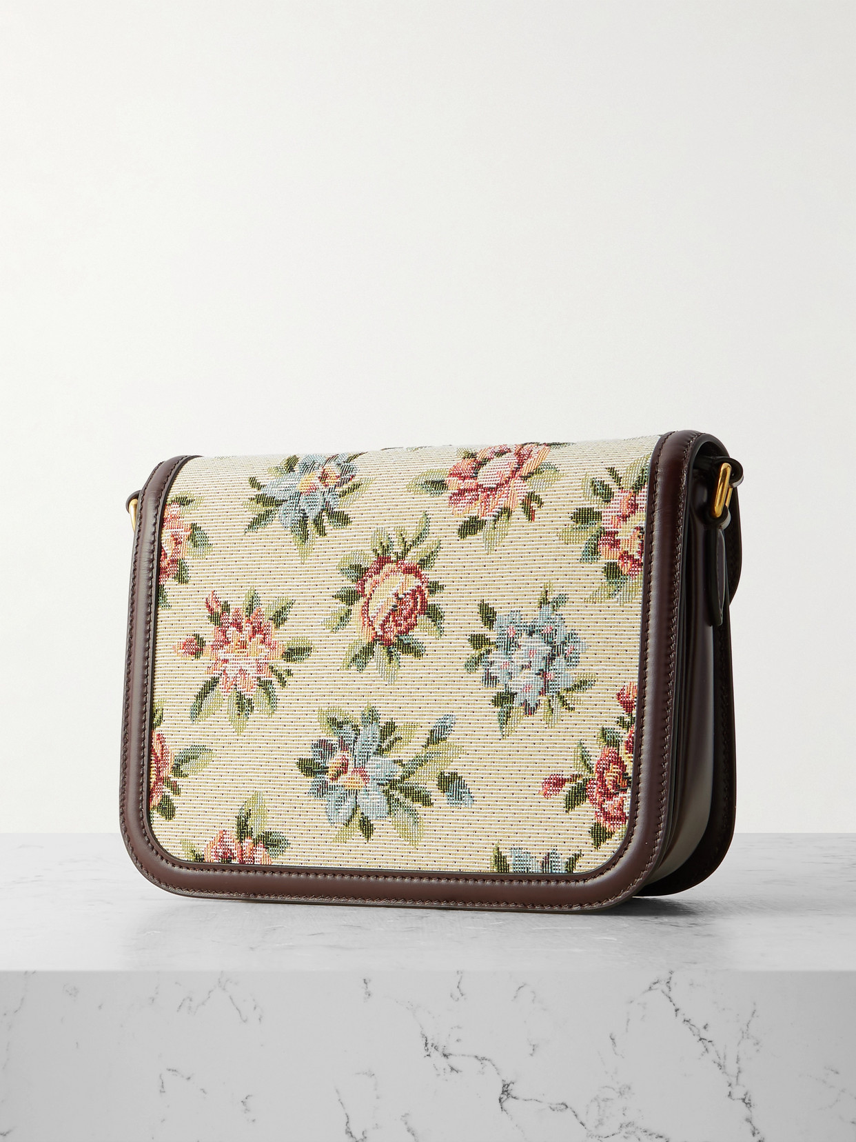 Valentino 9to5 Leather-trimmed Canvas-jacquard Shoulder Bag