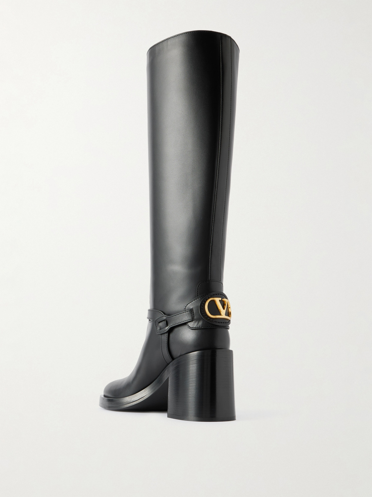 Valentino Garavani Vlogo Signature 80 Embellished Leather Knee Boots In Black
