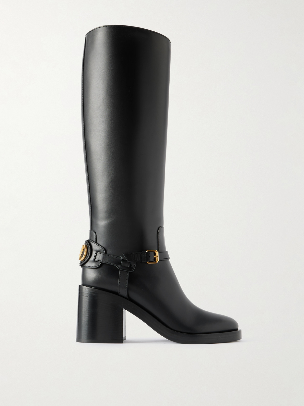 Valentino Garavani Vlogo Signature 80 Embellished Leather Knee Boots In Black