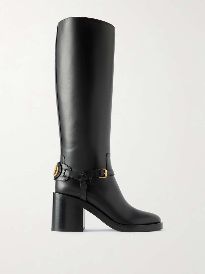 Valentino Garavani Vlogo Signature 80 Embellished Leather Knee Boots