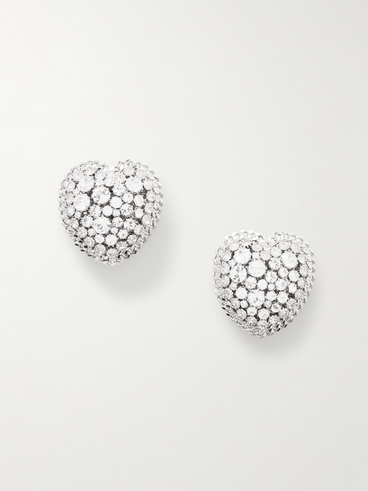 Alessandra Rich Silver-tone Crystal Clip Earrings