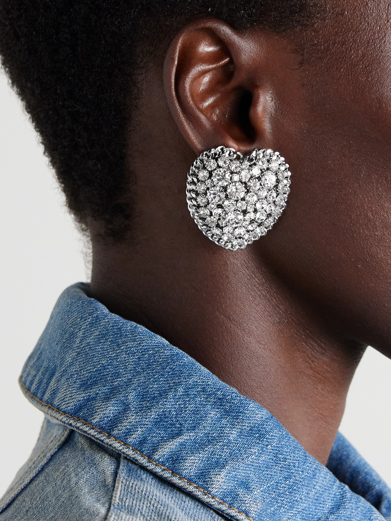 Alessandra Rich Silver-tone Crystal Clip Earrings