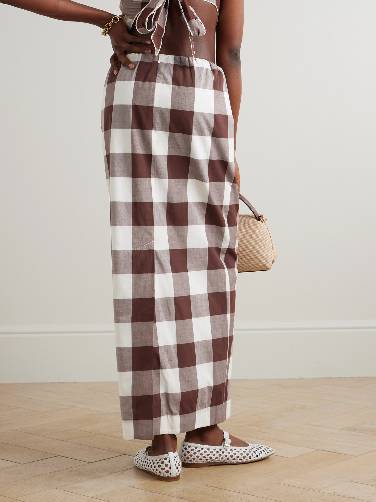 Mira Gingham Cotton-Voile Maxi