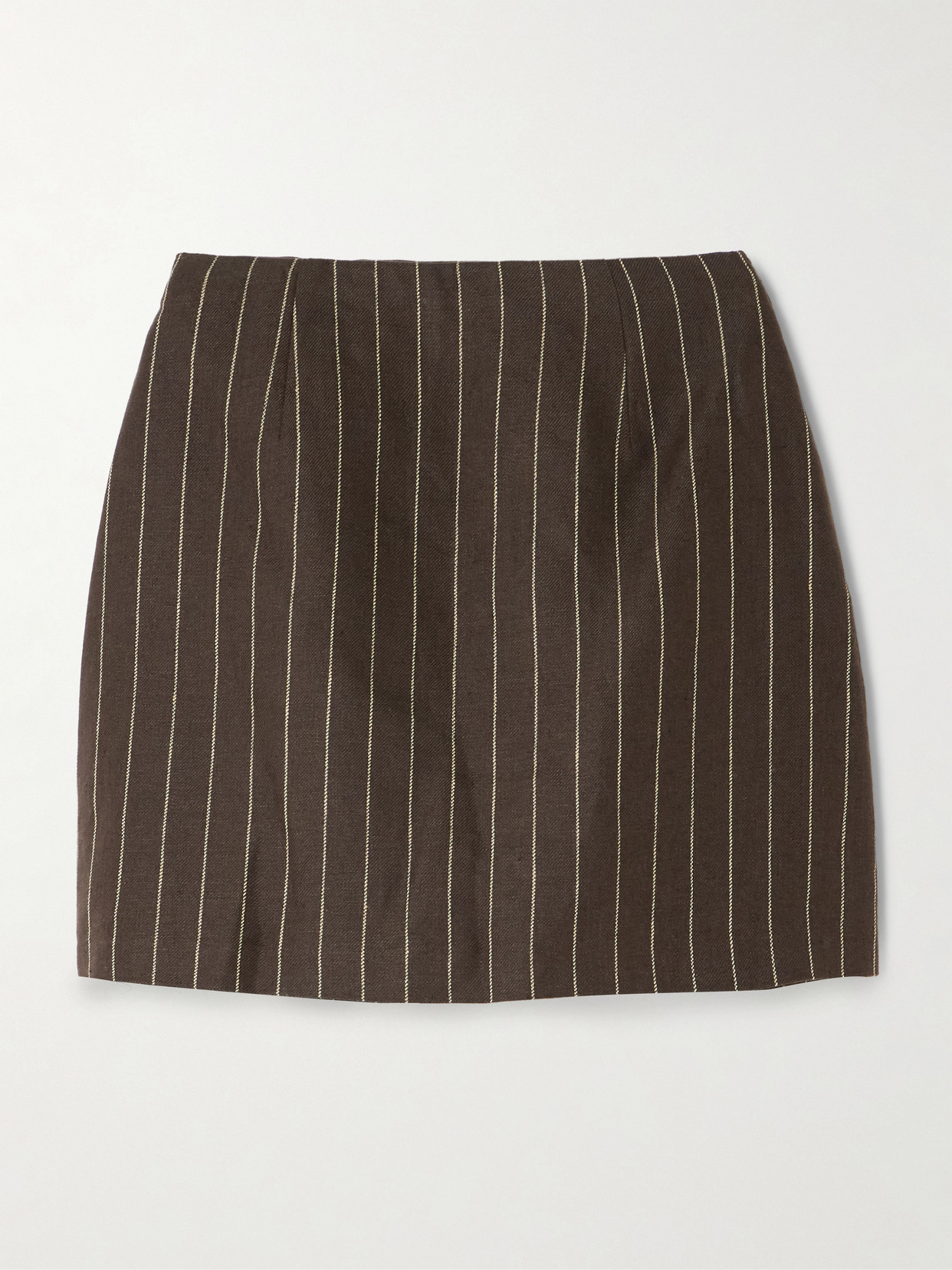 Posse Alice Pinstriped Linen-twill Mini Skirt In Brown