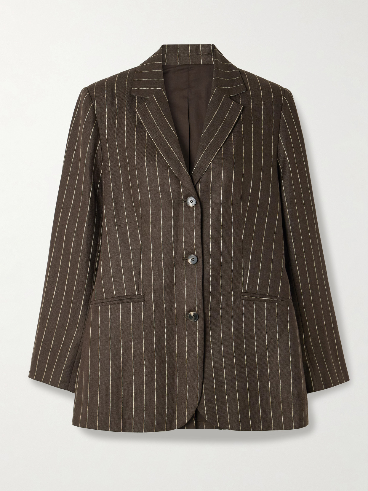 Posse Leon Pinstriped Linen-twill Blazer In Green