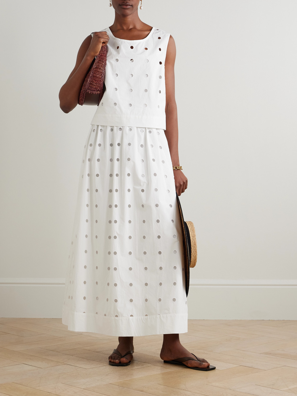 Peggy Broderie Anglaise Cotton-Poplin Midi