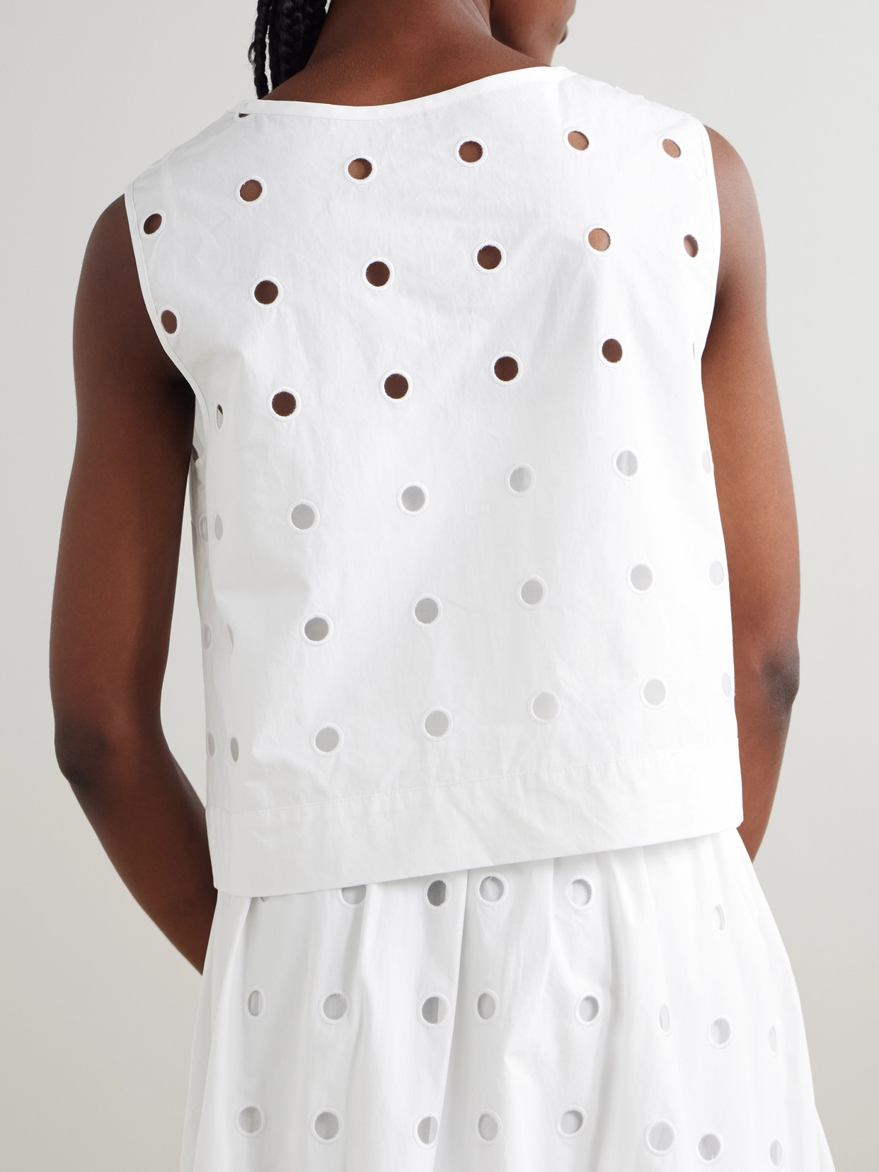 Peggy Broderie Anglaise Cotton-Poplin Tank