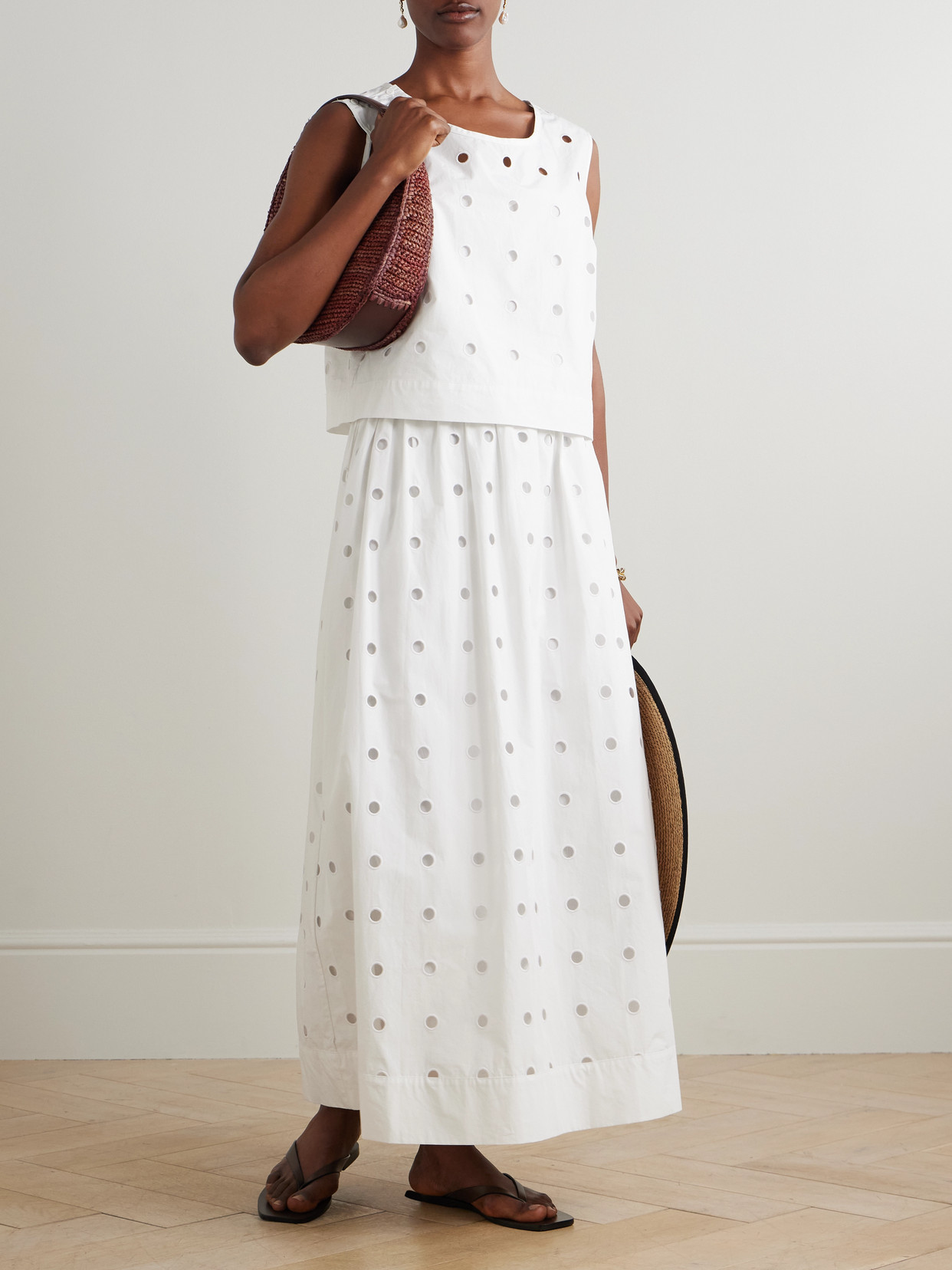 Peggy Broderie Anglaise Cotton-Poplin Tank