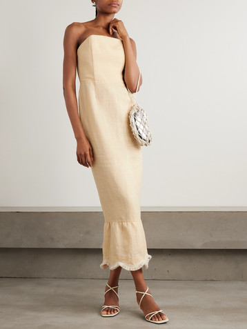 POSSE Essie fringed linen maxi dress