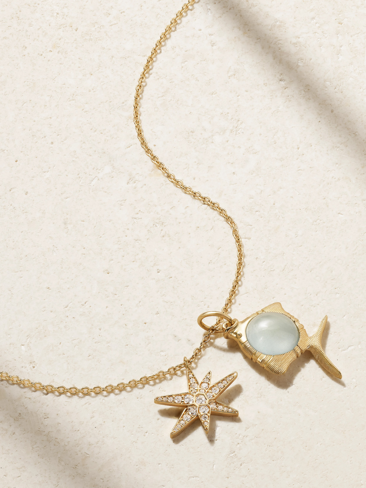 Ole Lynggaard Copenhagen Young Fish 18-karat Gold, Aquamarine And Diamond Necklace