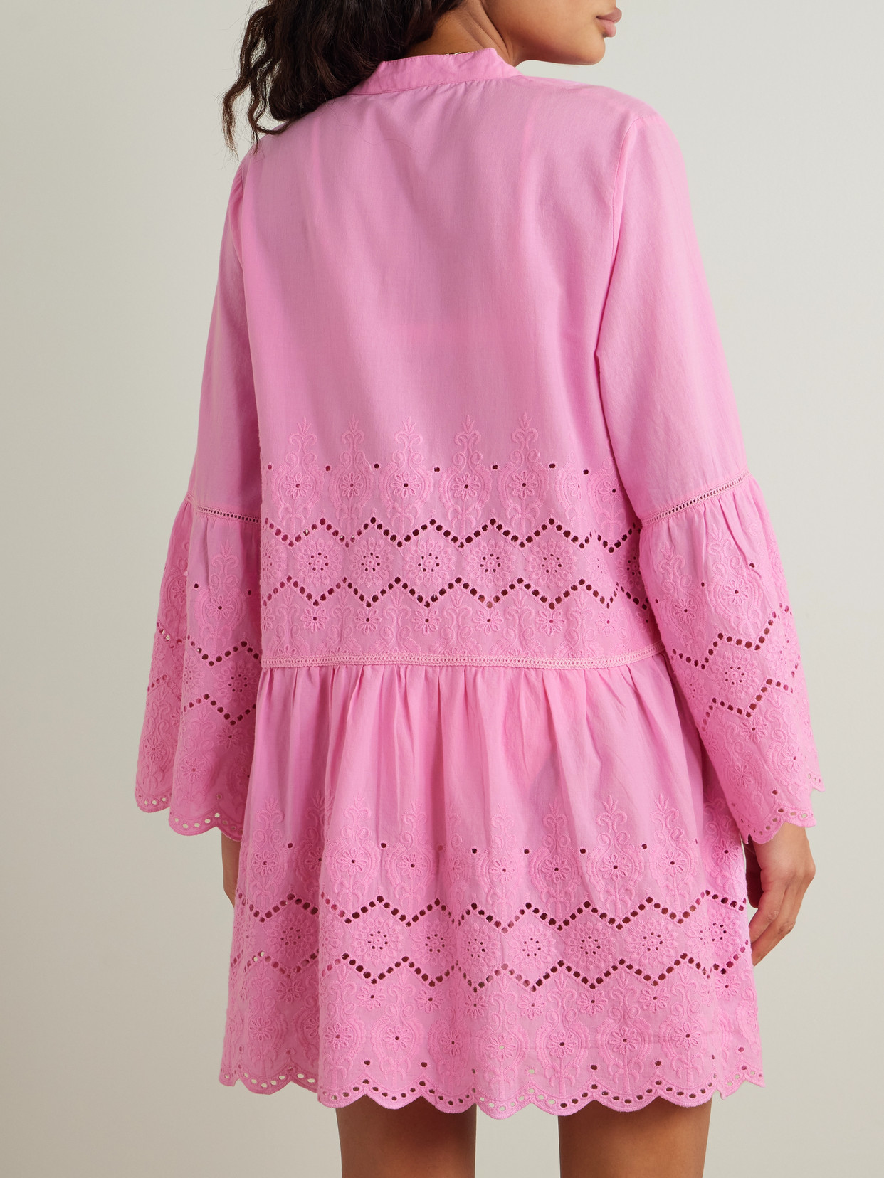 Melissa Odabash Sebenna Broderie Anglaise Cotton Kaftan In Pink