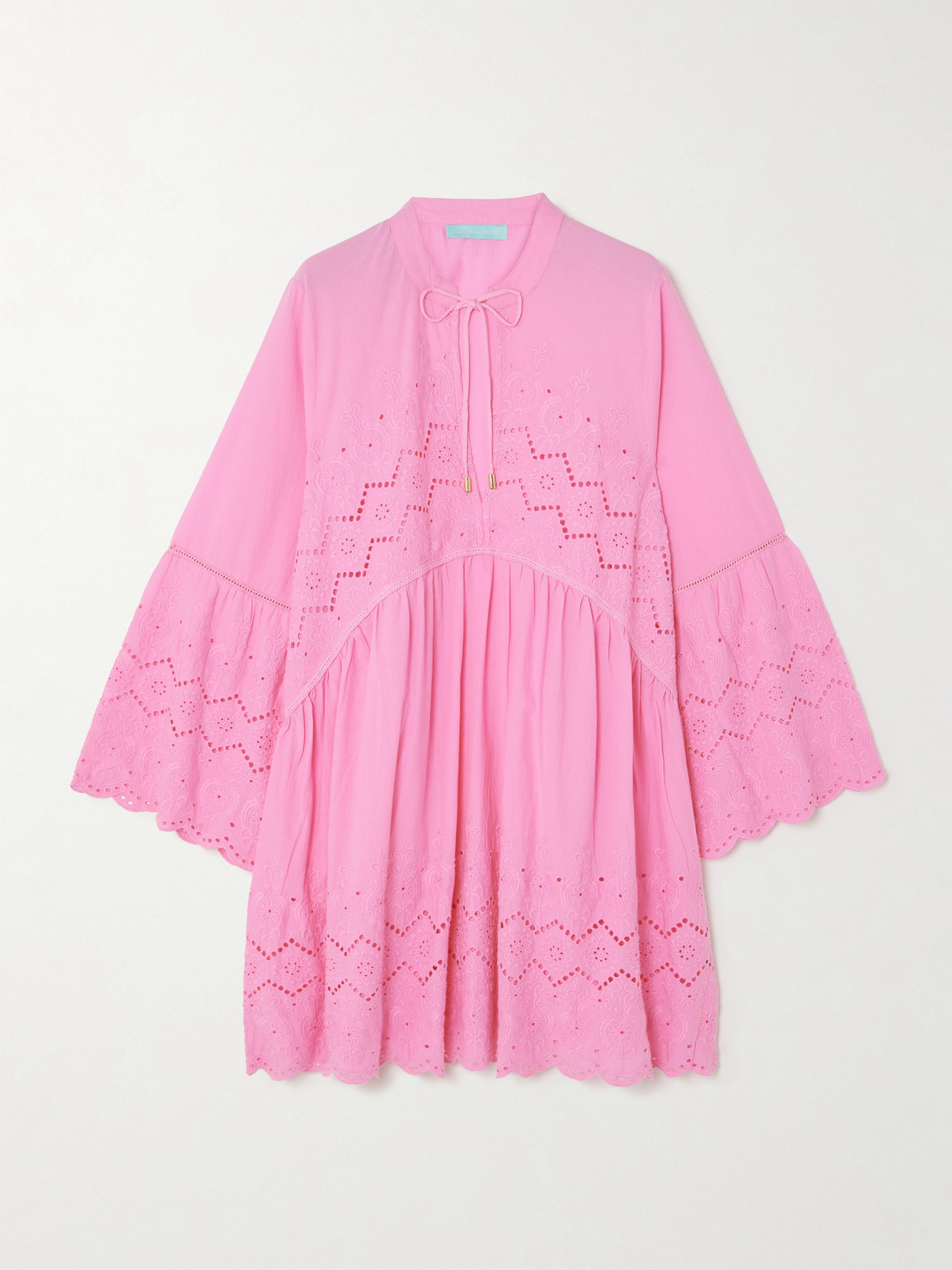 Melissa Odabash Sebenna Broderie Anglaise Cotton Kaftan In Pink