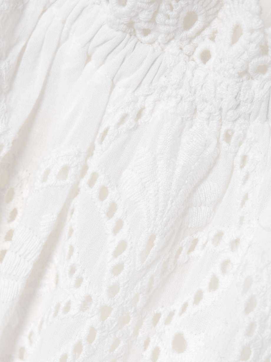 avi belted off-the-shoulder broderie anglaise cotton mini dress