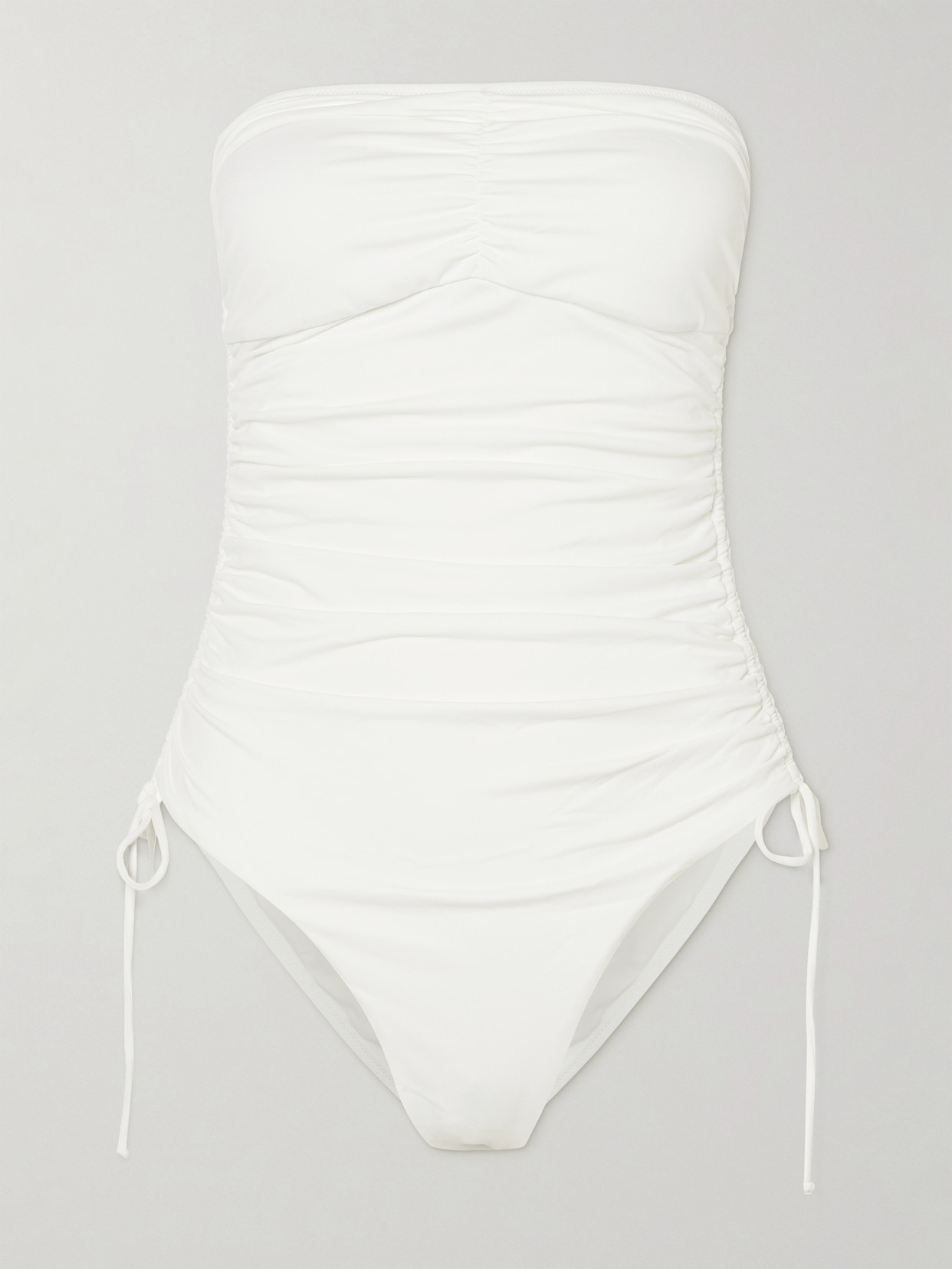 Melissa Odabash Sydney Strapless Ruched Swimsuit In White