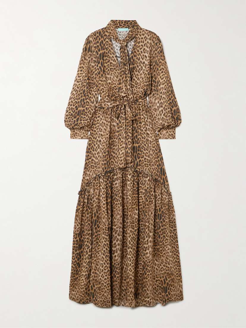 Melissa Odabash Skylar Scarf-detailed Belted Printed Crepe Maxi Dress