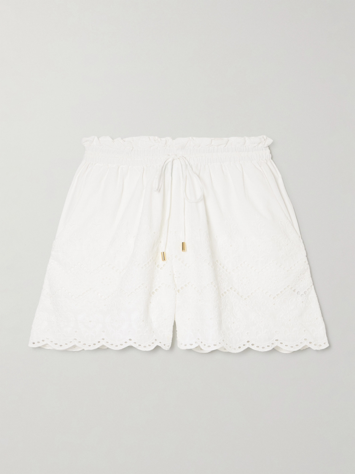 Melissa Odabash Indy Scalloped Broderie Anglaise Cotton-poplin Shorts In White