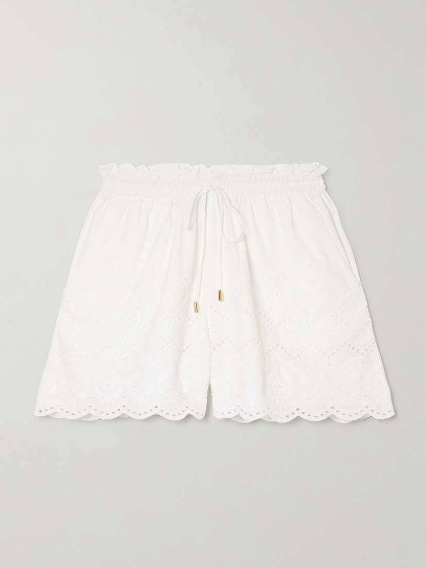 Melissa Odabash Indy Scalloped Broderie Anglaise Cotton-poplin Shorts