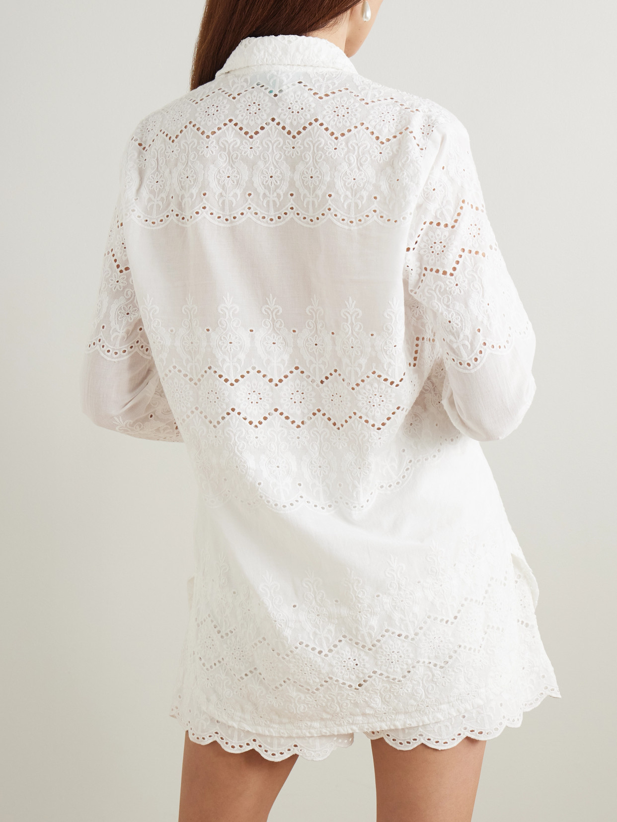 Melissa Odabash Orla Broderie Anglaise Cotton Shirt In White
