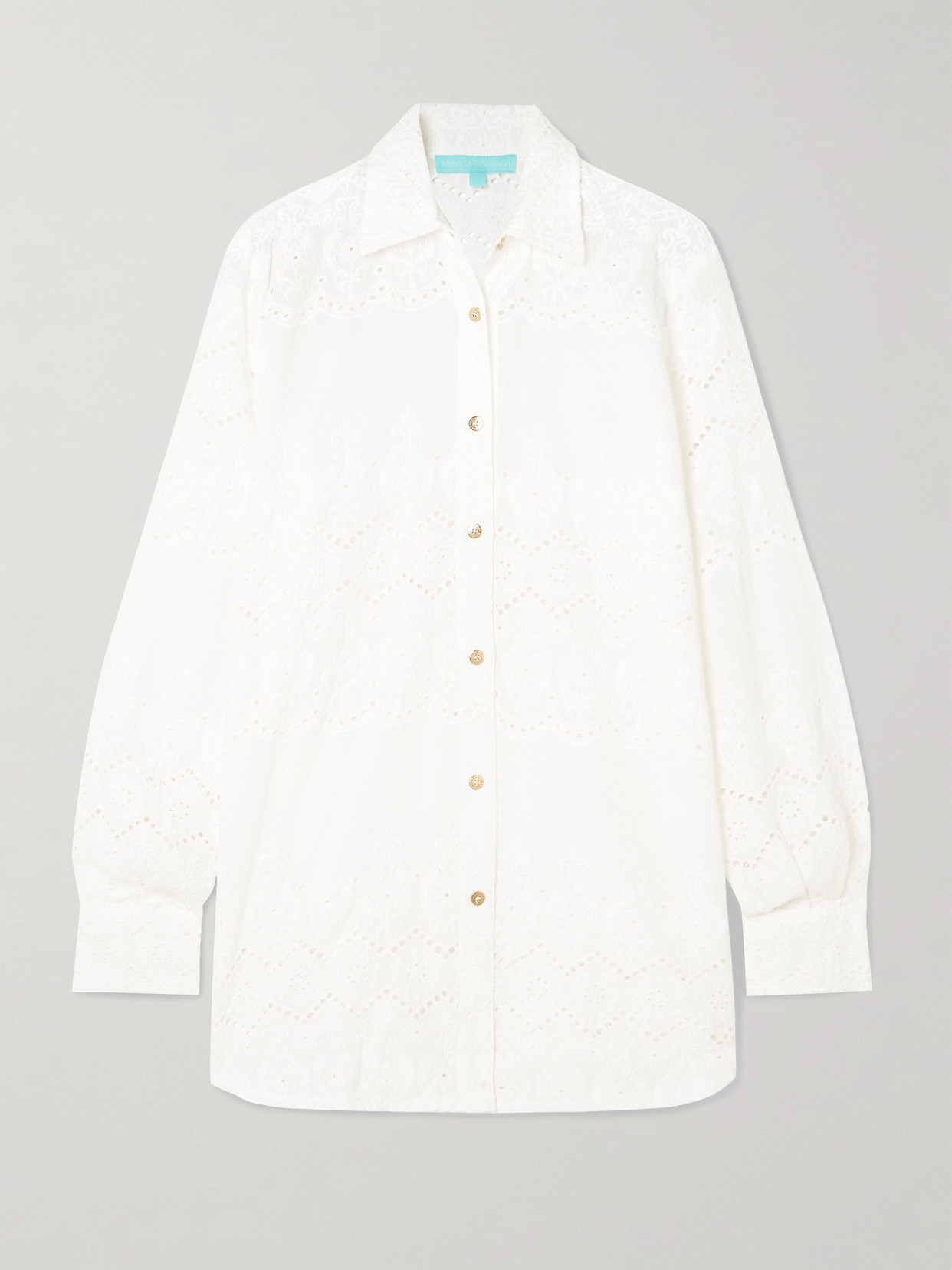 Melissa Odabash Orla Broderie Anglaise Cotton Shirt In White