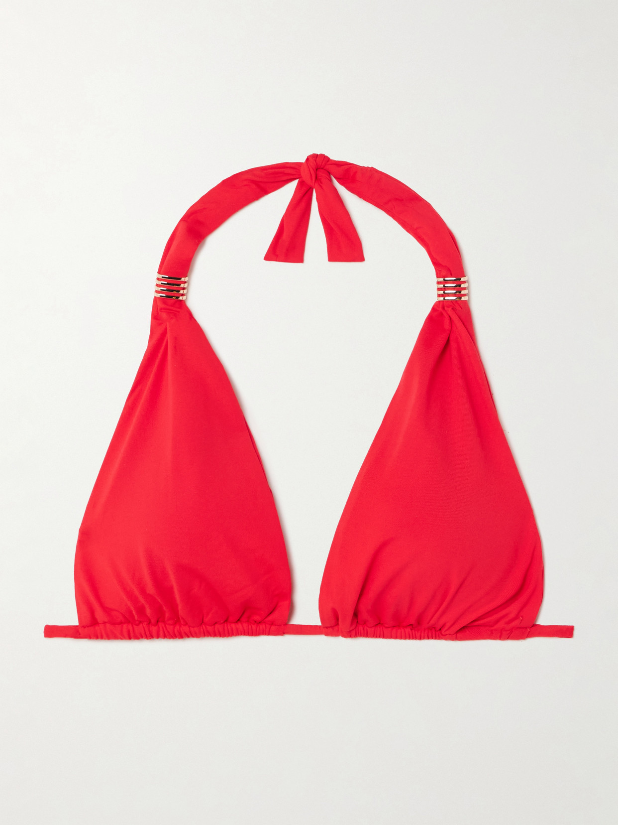 Shop Melissa Odabash Grenada Embellished Halterneck Triangle Bikini Top In Red