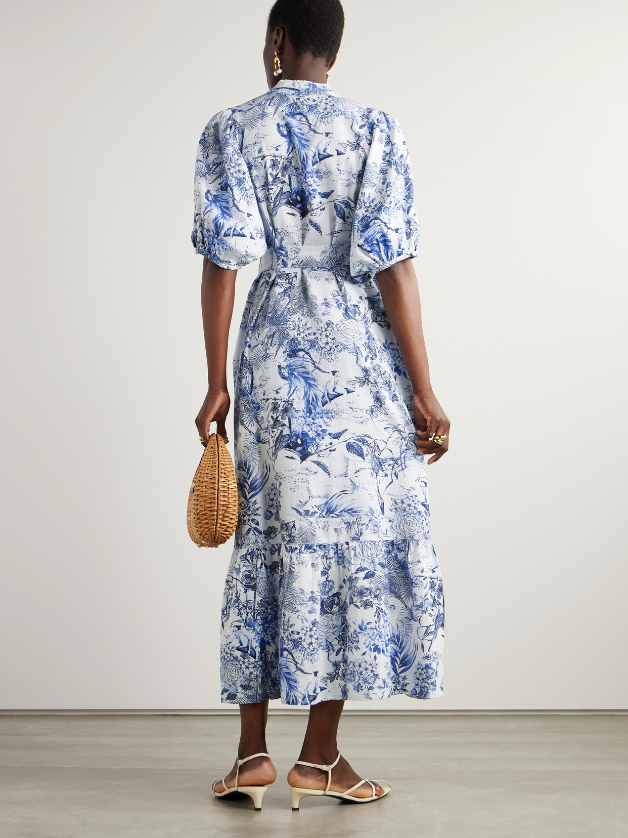Melissa Odabash Kitty Belted Printed Cotton And Linen-blend Midi Dress