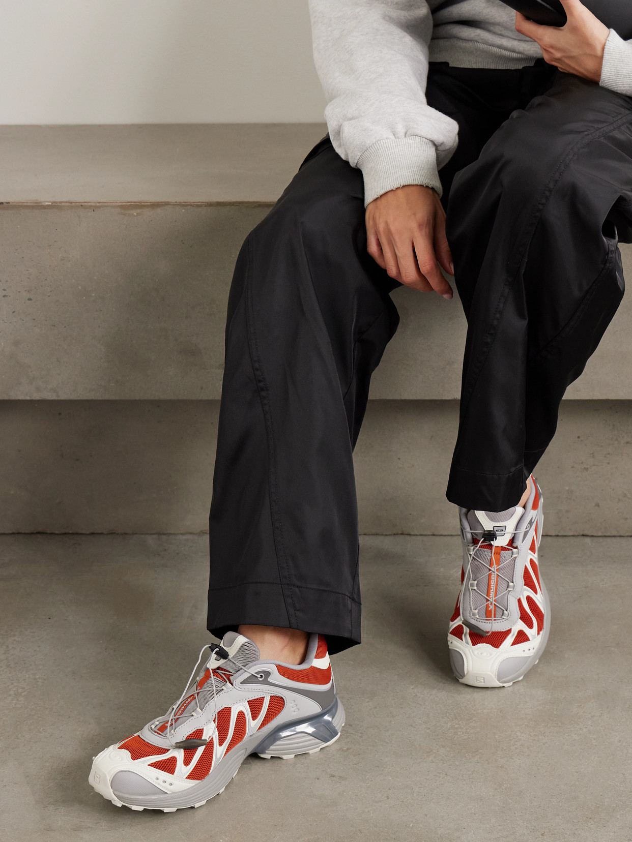 Salomon Xt-whisper Rubber-trimmed Mesh Sneakers In Red