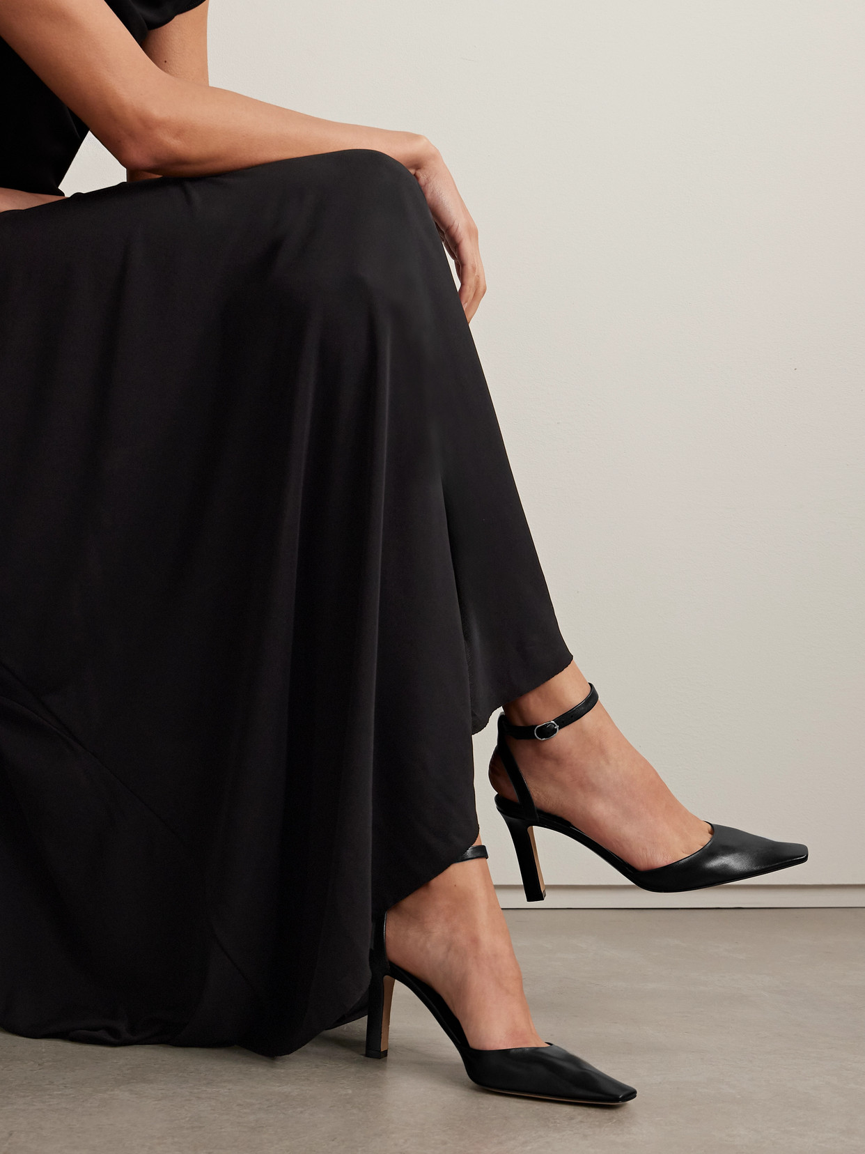 The Row Ankle-strap Pointed-toe Flats In Black