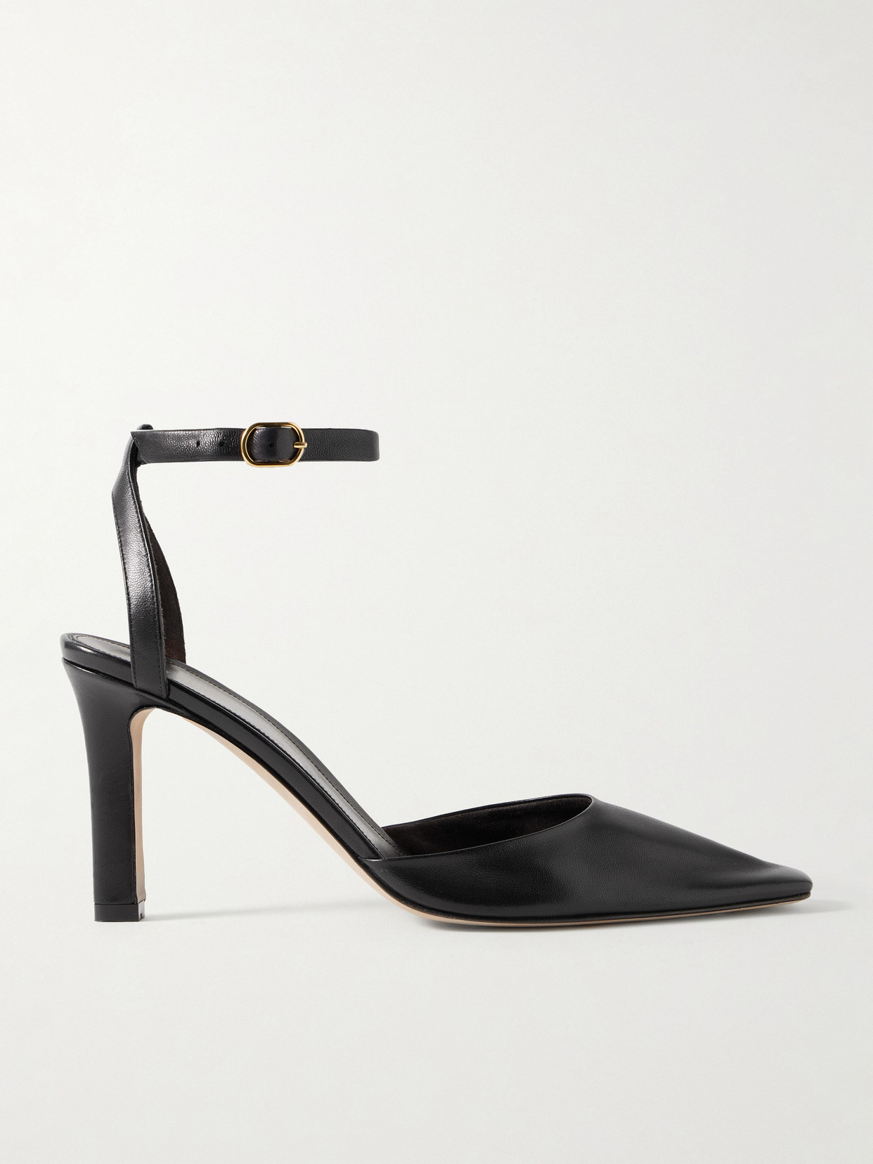 The Row Ankle-strap Pointed-toe Flats In Black