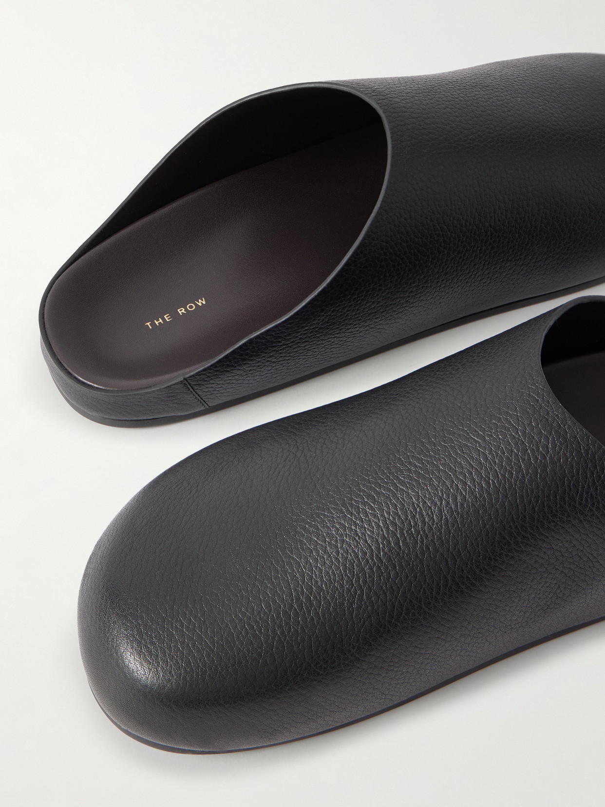 The Row Hammered Leather Sandals In Black