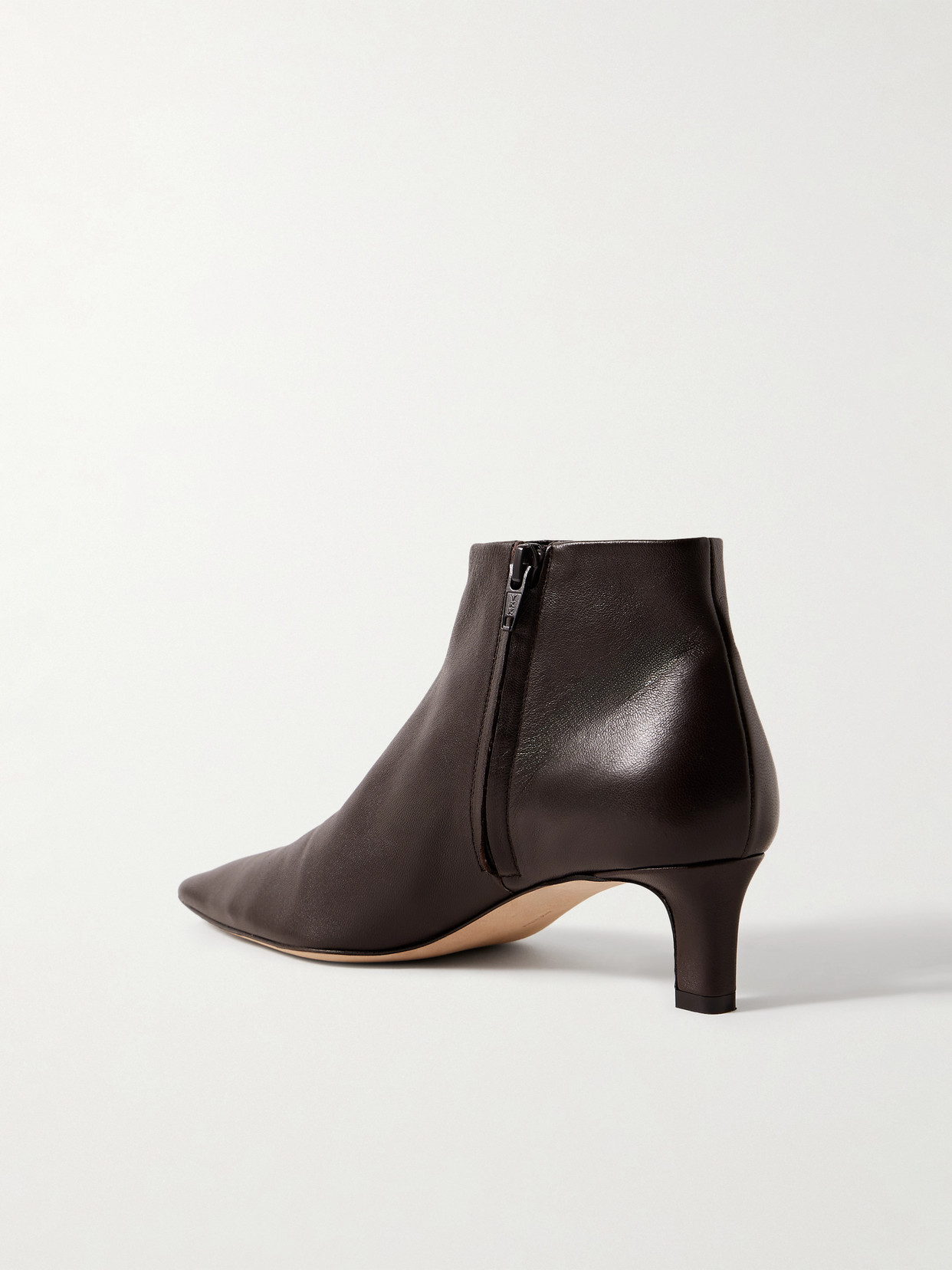 The Row Carla Leather Ankle Boots In Brown
