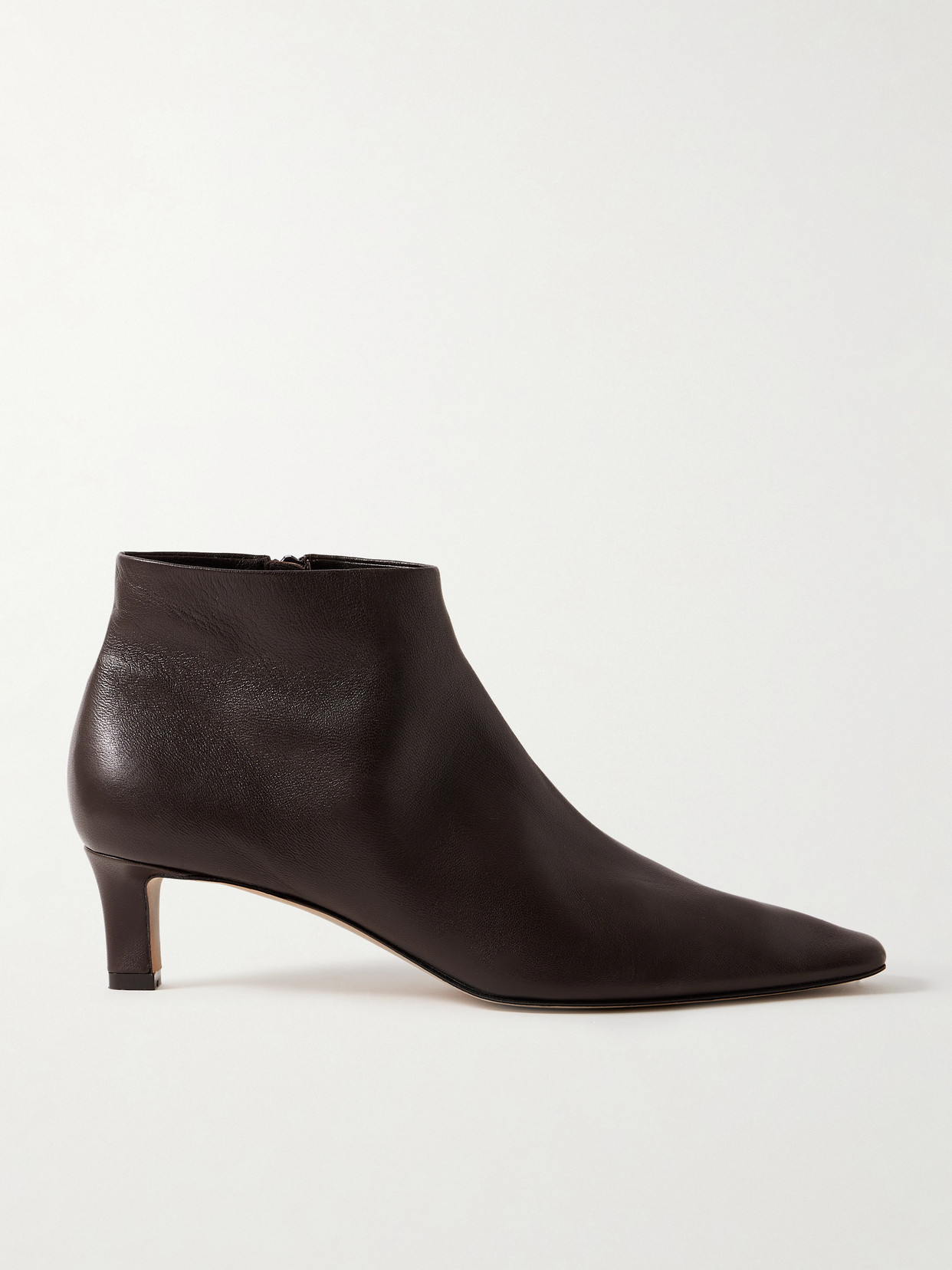 The Row Carla Leather Ankle Boots In Brown