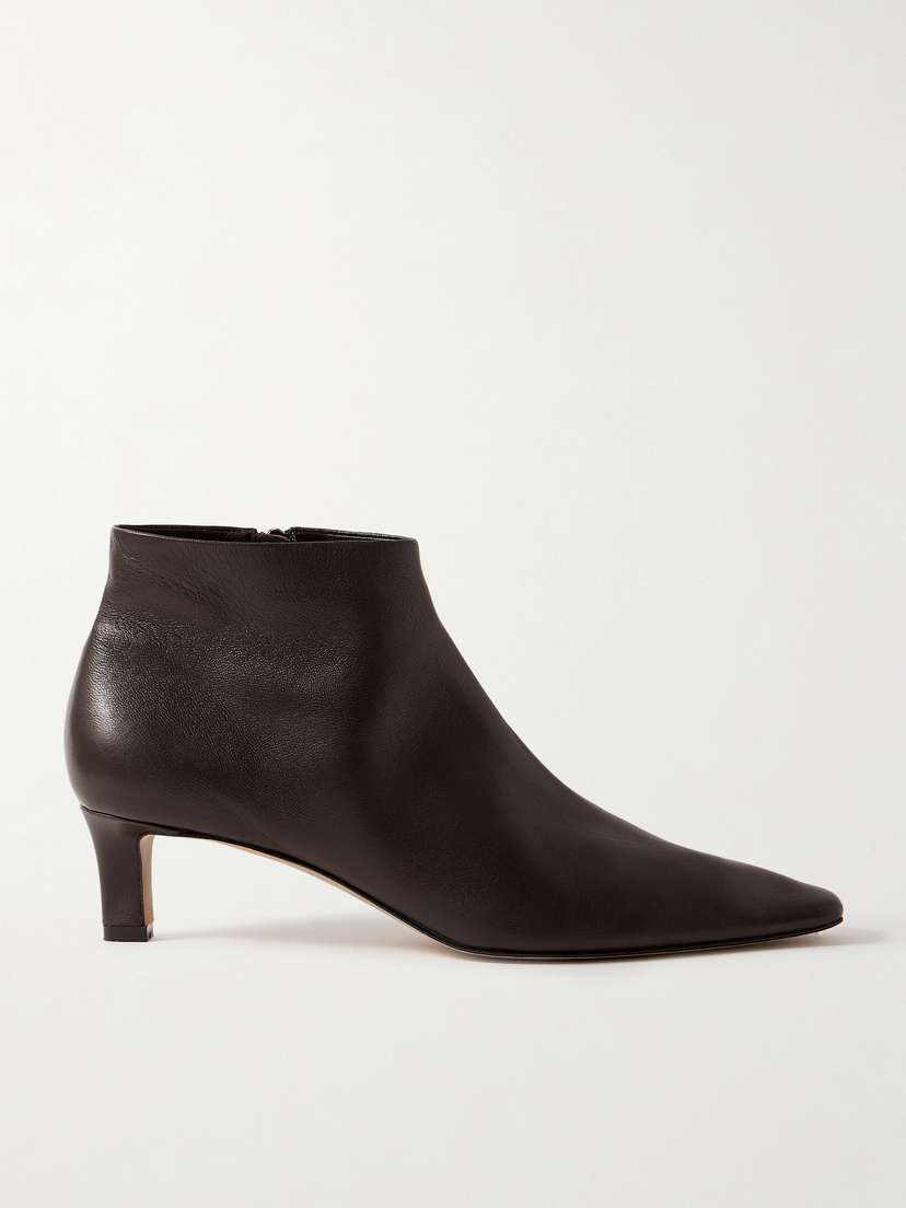 The Row Carla Leather Ankle Boots