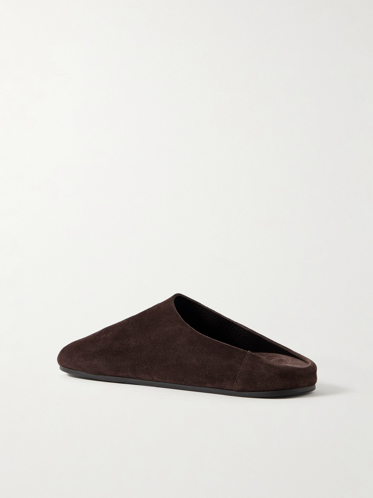 The Row Hudson Suede Slides In Brown