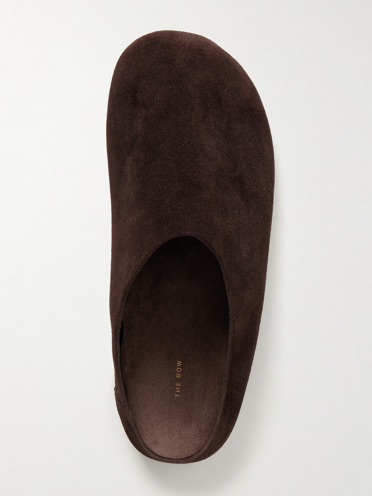The Row Hudson Suede Slides In Brown