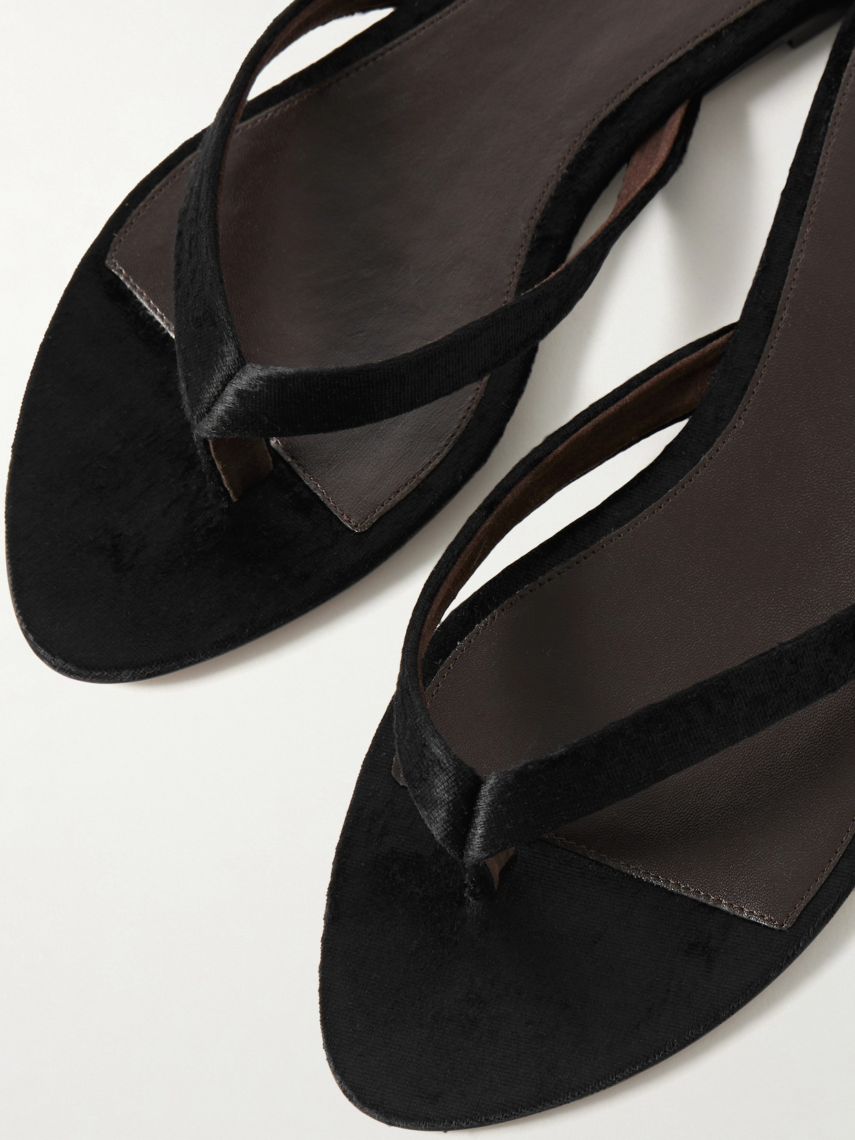 The Row Sacha Velvet Flip Flops In Black
