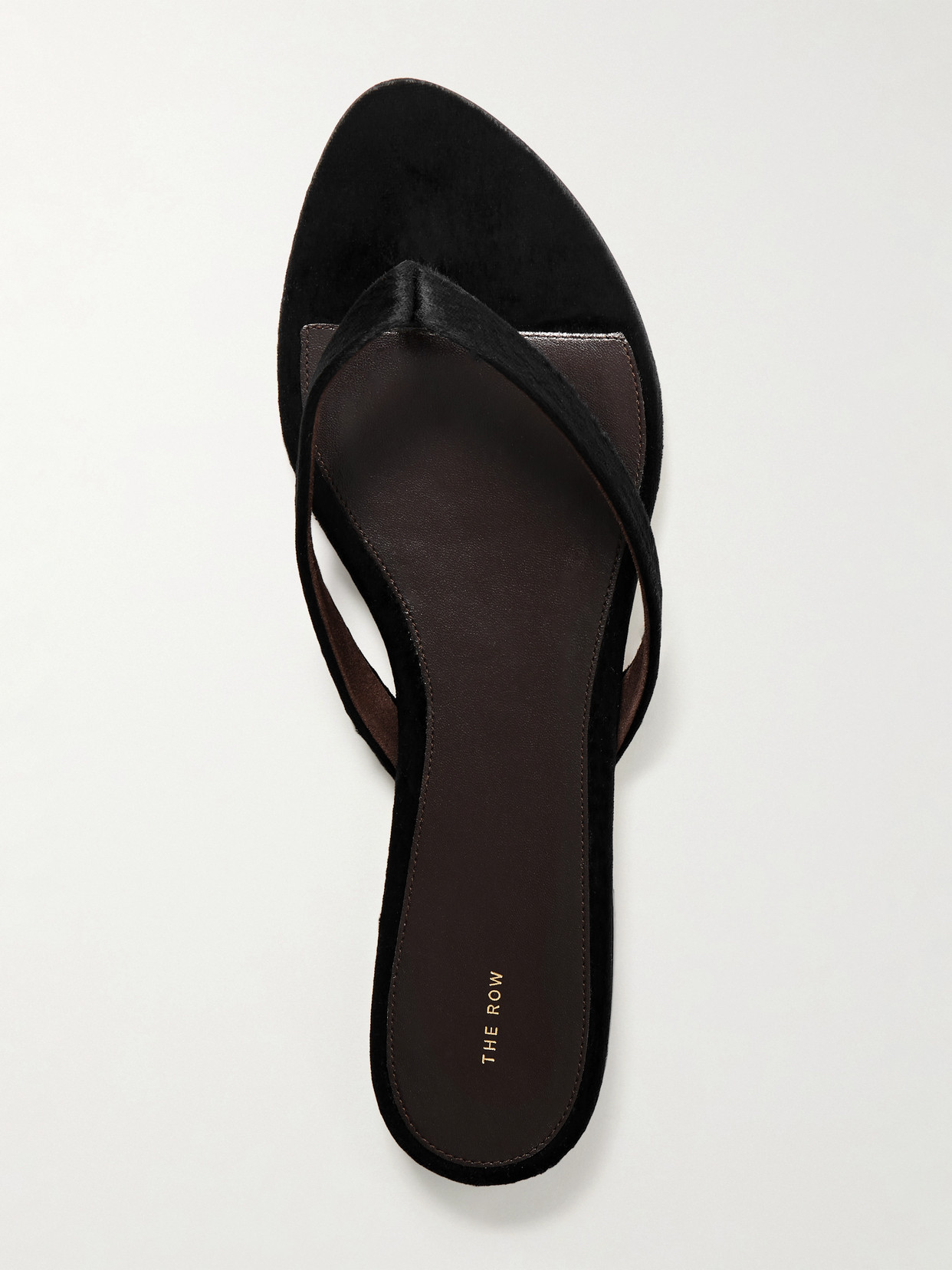 The Row Sacha Velvet Flip Flops In Black