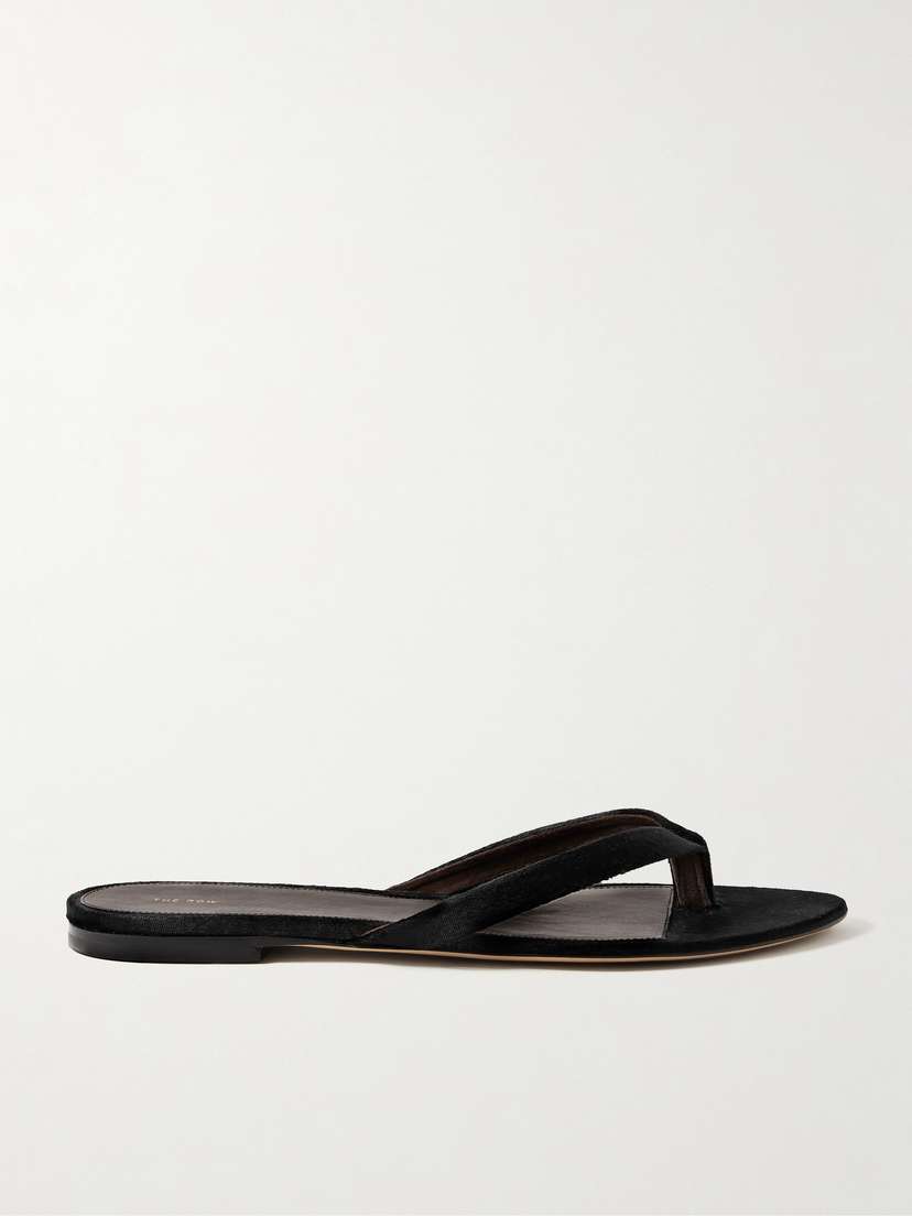 The Row Sacha Velvet Flip Flops