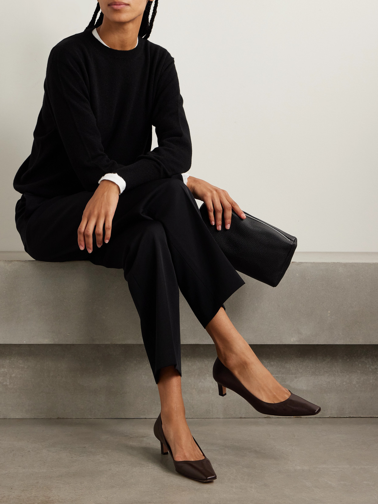 The Row Carla Kitten Heel Pump In Brown
