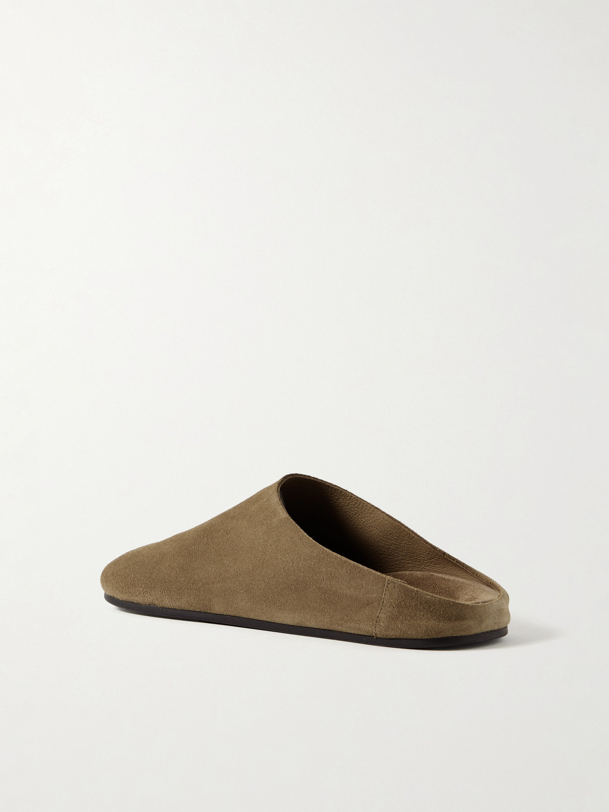 The Row Beige Hudson Suede Slide Loafers In Brown