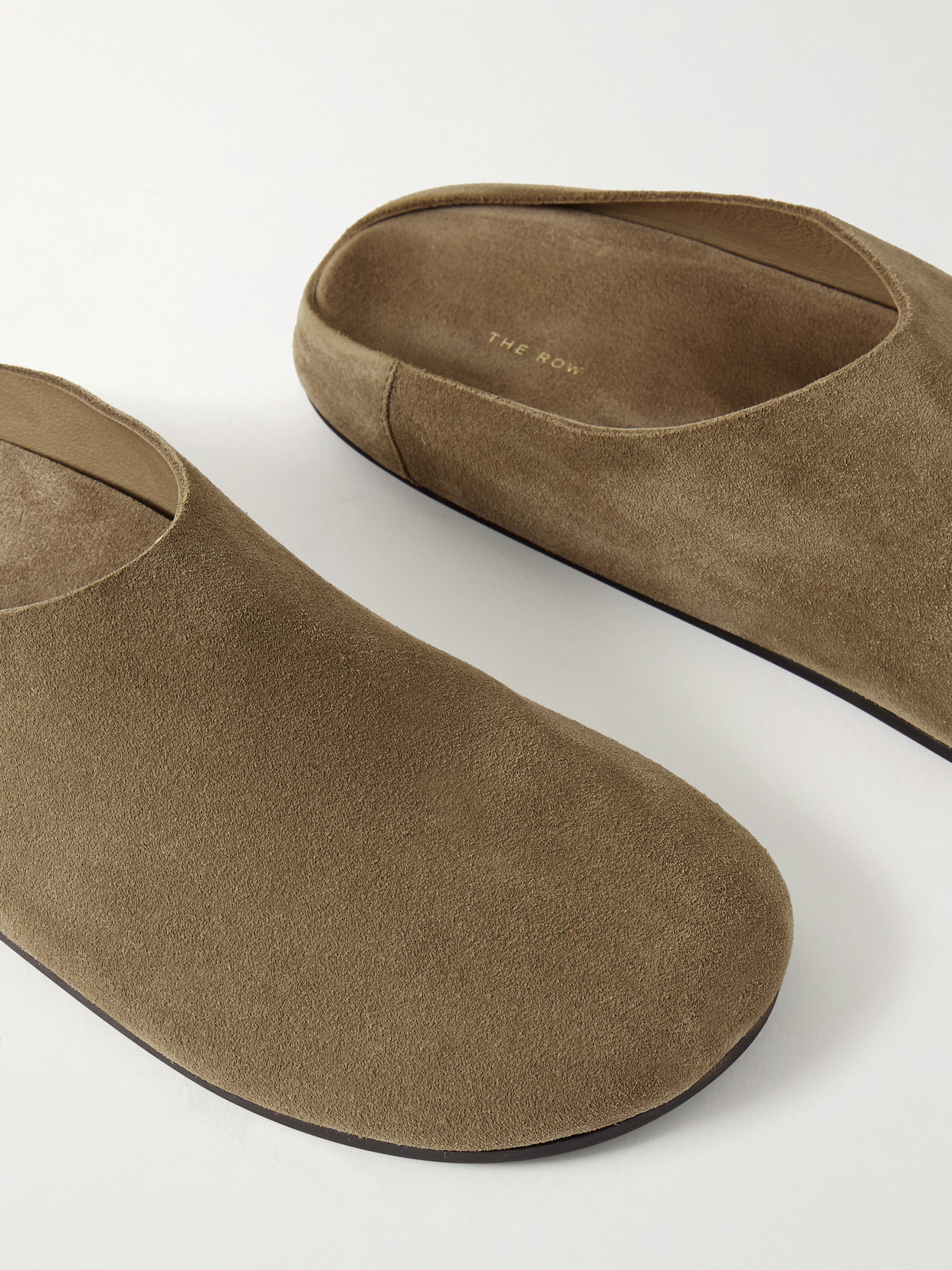 The Row Beige Hudson Suede Slide Loafers In Brown