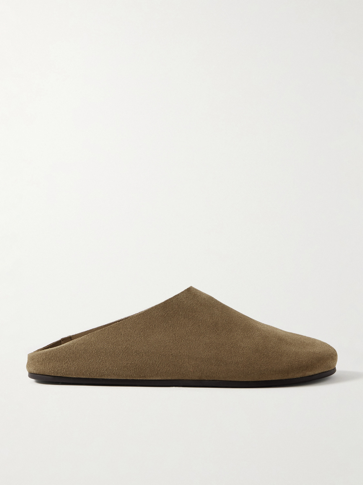 The Row Beige Hudson Suede Slide Loafers In Brown