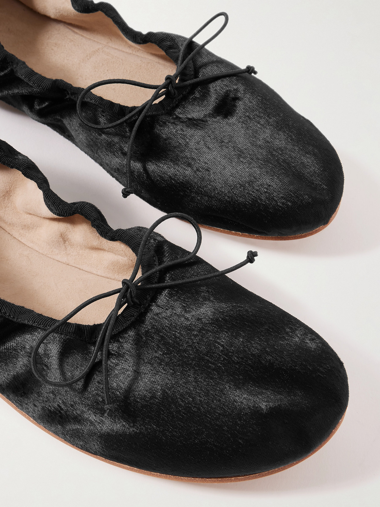 The Row Velvet Ballet Flats In Black