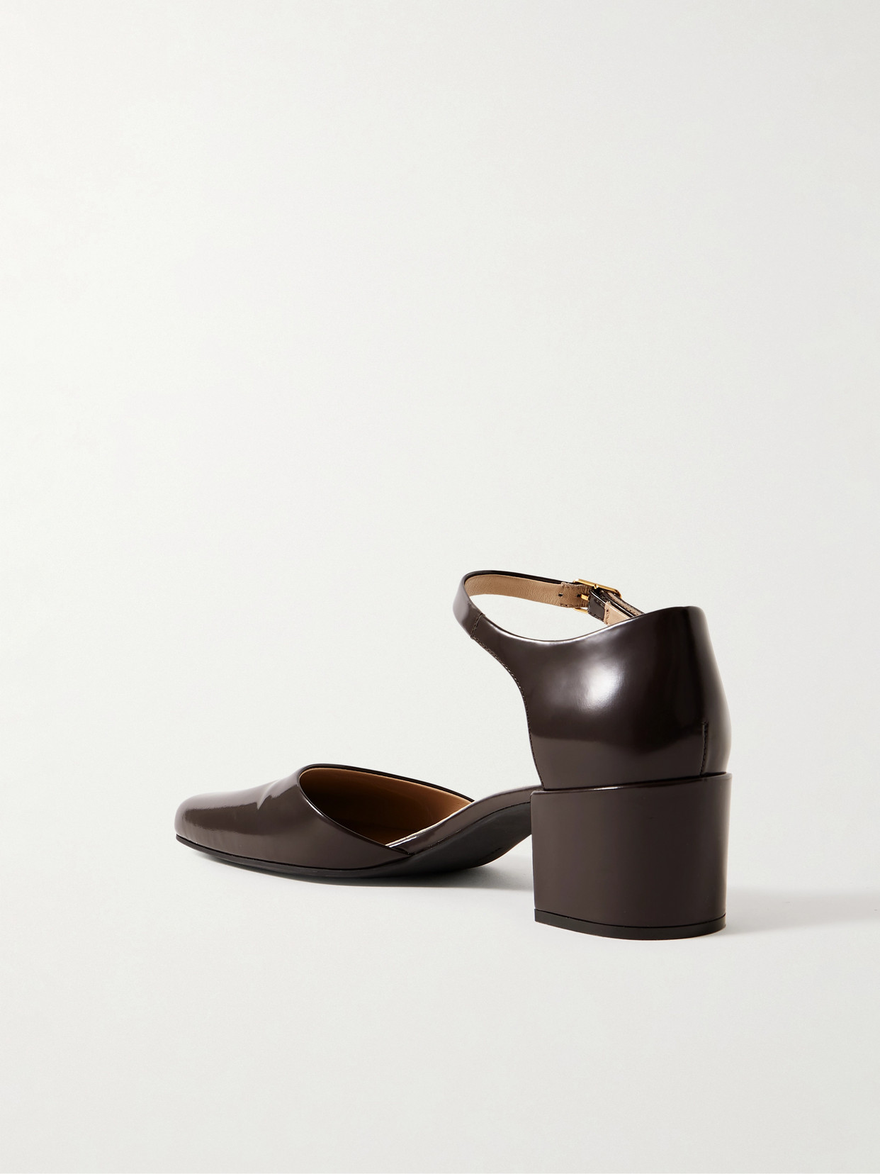 The Row Penelope Glossed-leather Pumps In Brown