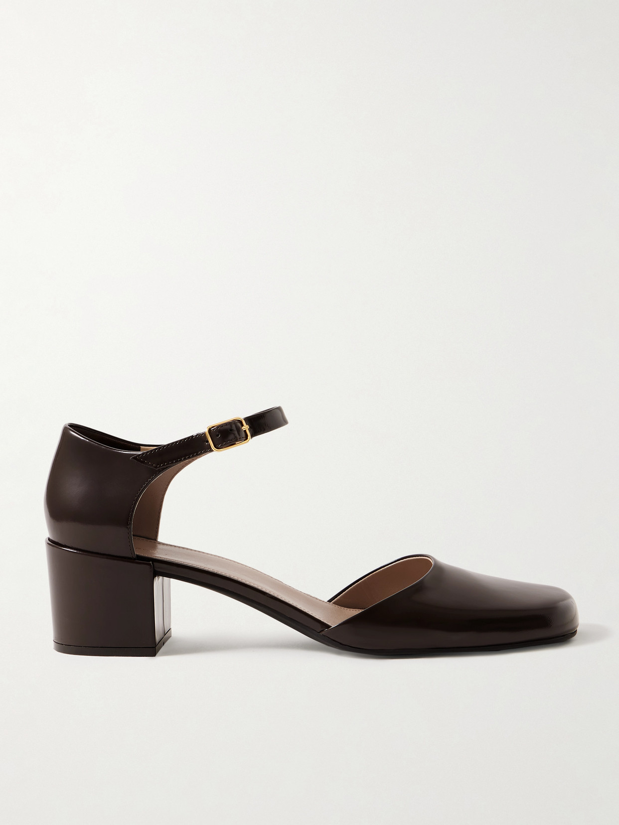 The Row Penelope Glossed-leather Pumps In Brown