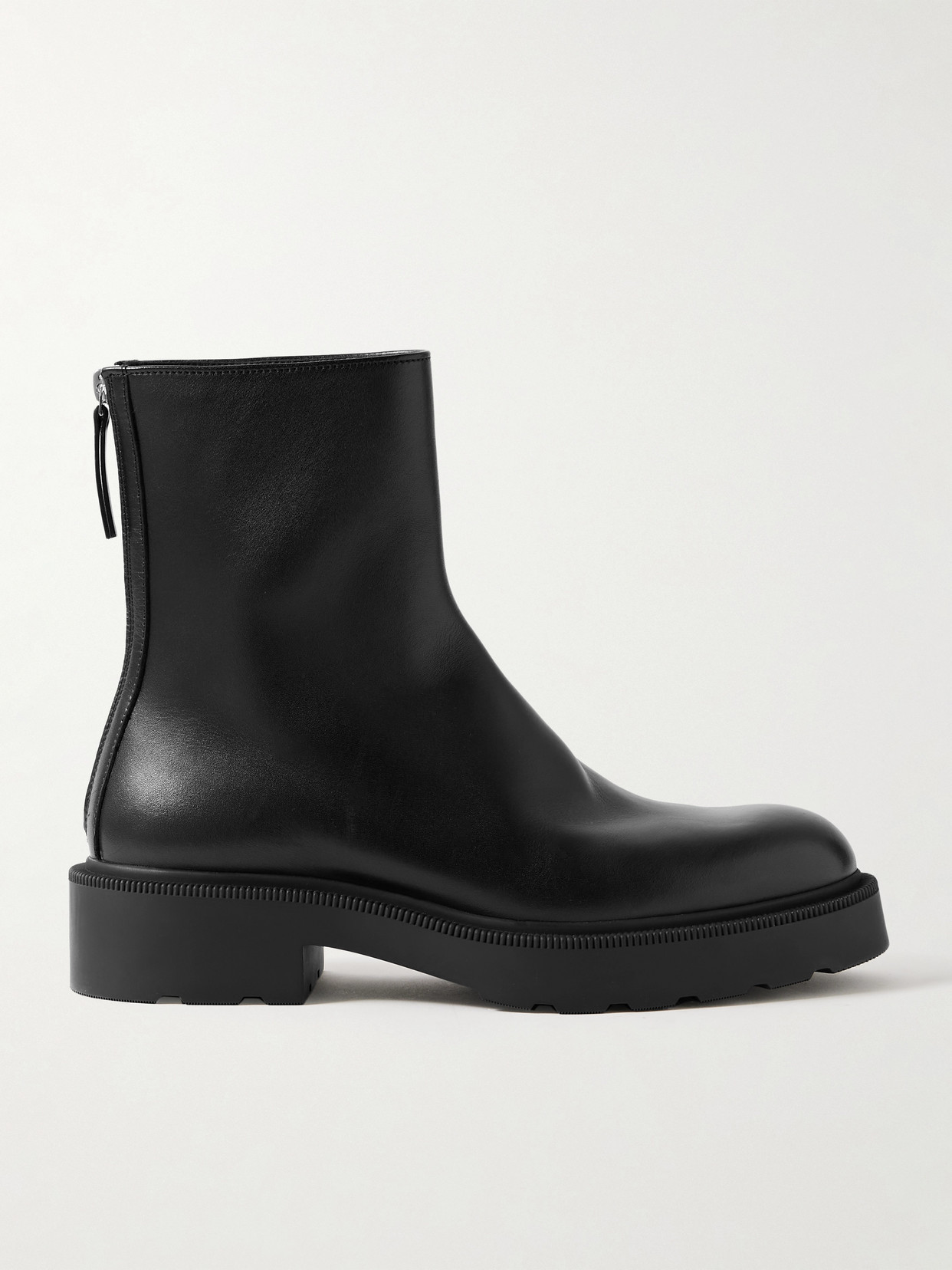 The Row Nobilis Leather Ankle Boots In Black