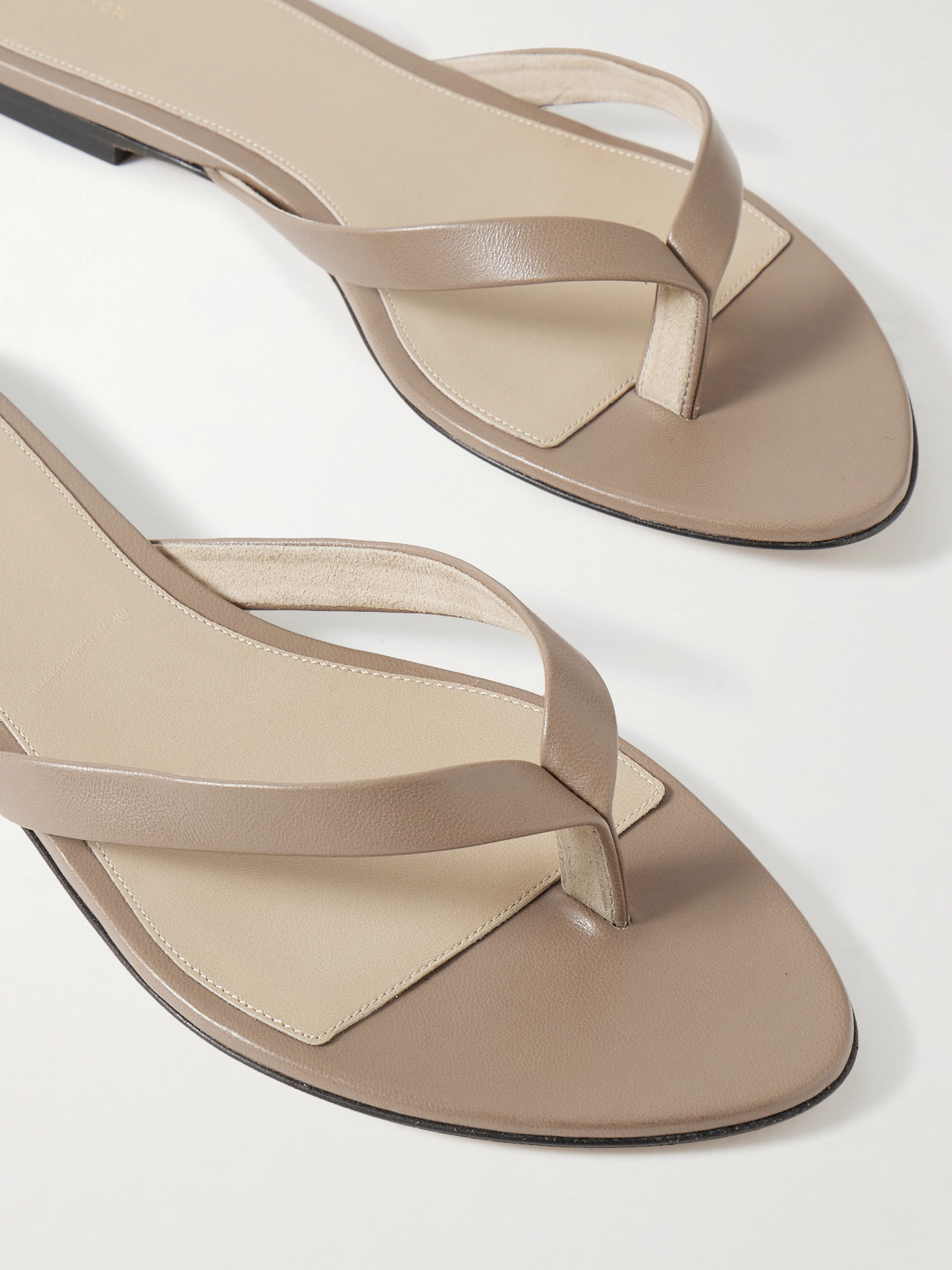 The Row Sacha Leather Flip Flops In Gray