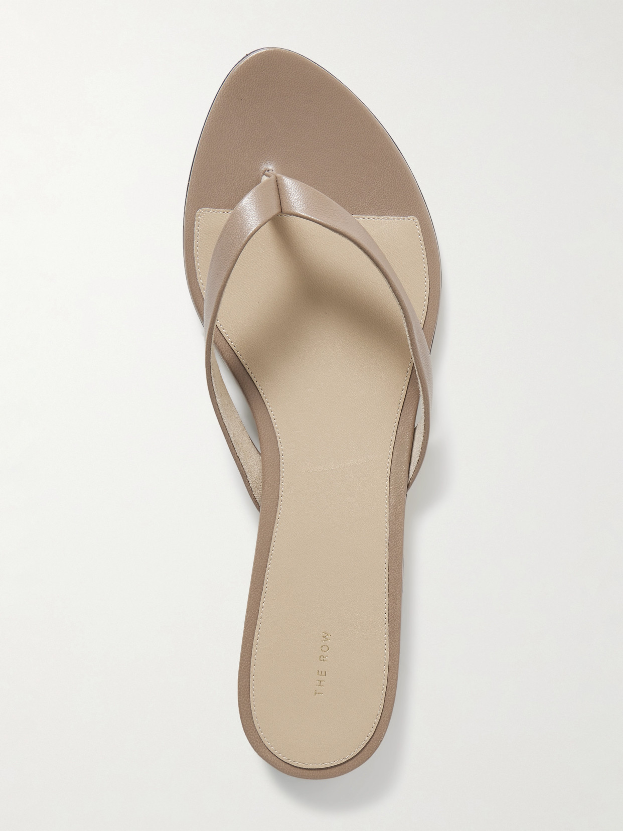 The Row Sacha Leather Flip Flops In Gray