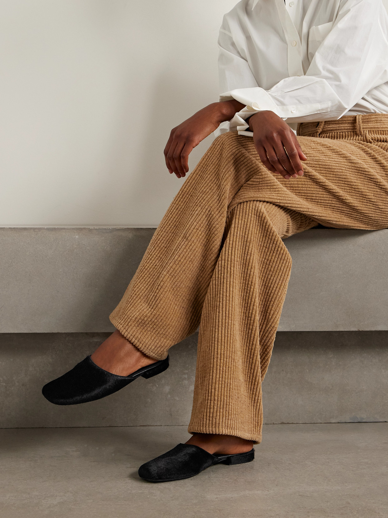 The Row Penelope Calf Hair Mules In Multi